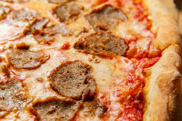 New York gehaktbal slice pizza — Stockfoto