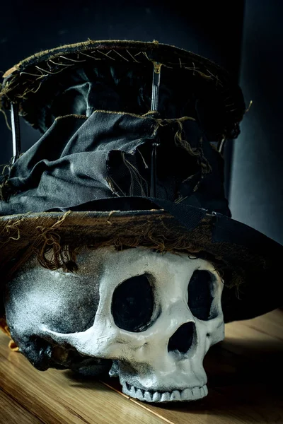 Scary Halloween Skull Top Hat — Stock Photo, Image