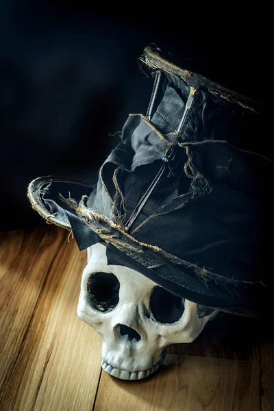 Crâne effrayant Halloween Chapeau haut de forme — Photo