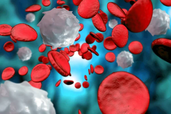 Ilustración de glóbulos blancos rojos 3D — Foto de Stock