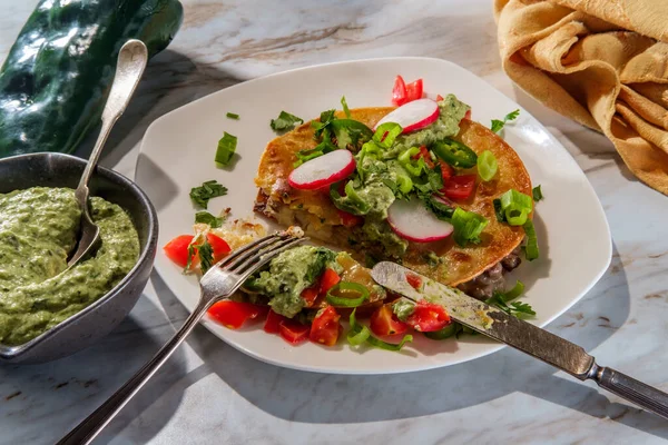 Mexická Svíčková Špička Steak Carne Asada Mulitas Quesadillas Krémovou Fraškou — Stock fotografie