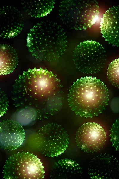 Zelená Jednobuněčná Chlorella Řasy Mikroskopické Koncepční Ilustrace — Stock fotografie