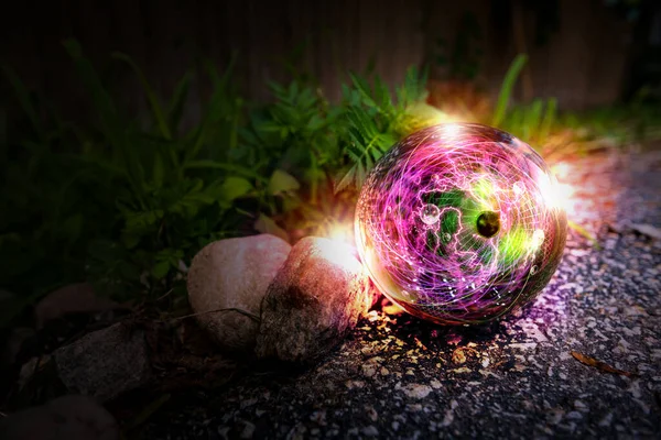 Kouzelný Krystal Koule Atom Přírodě Pro Letní Fantasy Obrazy — Stock fotografie