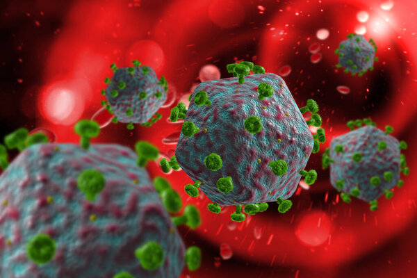 HIV Aids virus cells for medical science background 3D illustration