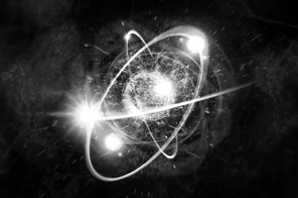 Atomik Parçacık Arkaplan Biliminin Boyutlu Illüstrasyonunu Kapat — Stok fotoğraf
