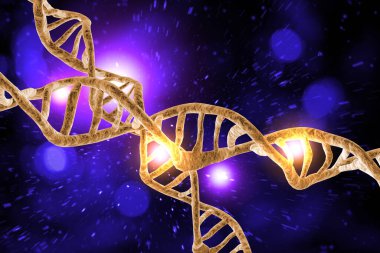 Soyut DNA ipliği çift sarmallı genetik 3D çizim