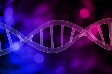 Soyut DNA ipliği çift sarmallı genetik 3D çizim