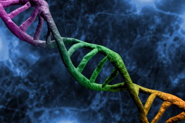 Soyut DNA ipliği çift sarmallı genetik 3D çizim