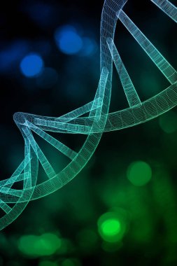 Soyut DNA ipliği çift sarmallı genetik 3D çizim