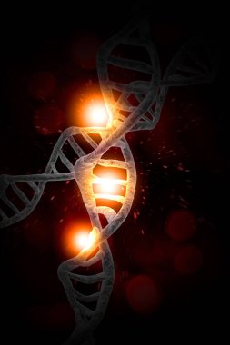 Soyut DNA ipliği çift sarmallı genetik 3D çizim