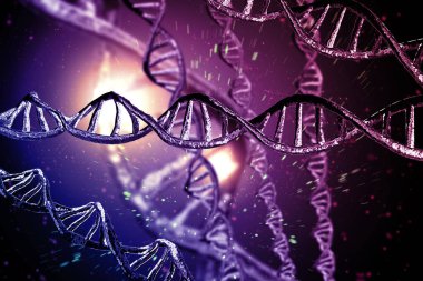 Soyut DNA ipliği çift sarmallı genetik 3D çizim