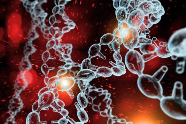 Soyut DNA ipliği çift sarmallı genetik 3D çizim
