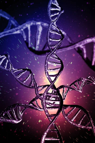 概要Dna鎖二重らせん遺伝学3Dイラスト — ストック写真