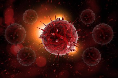 Tıp bilimi geçmişi için HIV Aids virüs hücreleri 3 boyutlu illüstrasyon