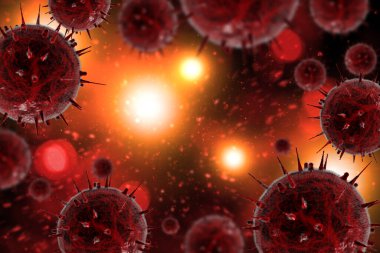 Tıp bilimi geçmişi için HIV Aids virüs hücreleri 3 boyutlu illüstrasyon