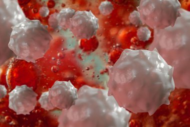 Sağlıklı insan kırmızı ve beyaz kan hücreleri makro bilim 3D illüstrasyon