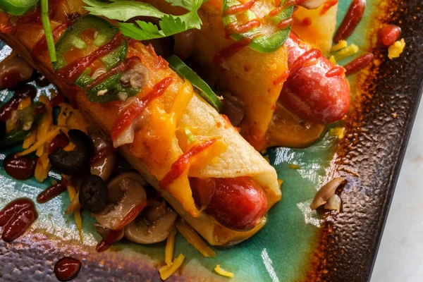 Dieta Sin Gluten Sin Pan Queso Mexicano Maíz Tortilla Envolver —  Fotos de Stock