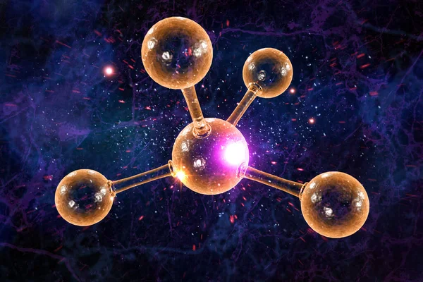 Close Van Kleurrijke Atomaire Deeltje Achtergrond Wetenschap Illustratie — Stockfoto