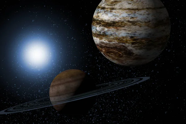Planets Saturn Jupiter Background Starscape Illustration — Stock Photo, Image