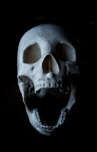 10月の休日の背景のための恐ろしい怒っているハロウィーンの頭蓋骨 — ストック写真