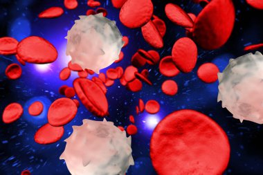 Sağlıklı insan kırmızı ve beyaz kan hücreleri makro bilim 3D illüstrasyon