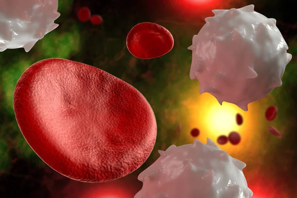 健康的人类红白血细胞宏观科学3D图解 — 图库照片