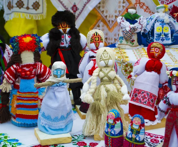 Fair Folk Art Dolls Motanka Village Petrikovka Dnipropetrovsk Region Ukraine Stock Picture
