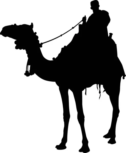 Silueta Vector Jinete Camello Aislado Sobre Fondo Blanco — Vector de stock
