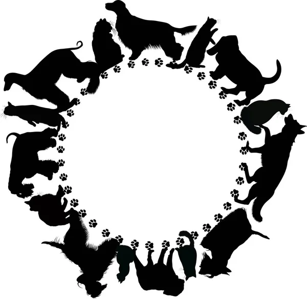 Logotipo Com Cães Gatos Vetor Fundo Branco — Vetor de Stock