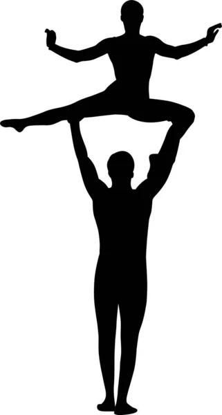 Гімнастки Акробати Векторний Чорний Силует — стоковий вектор