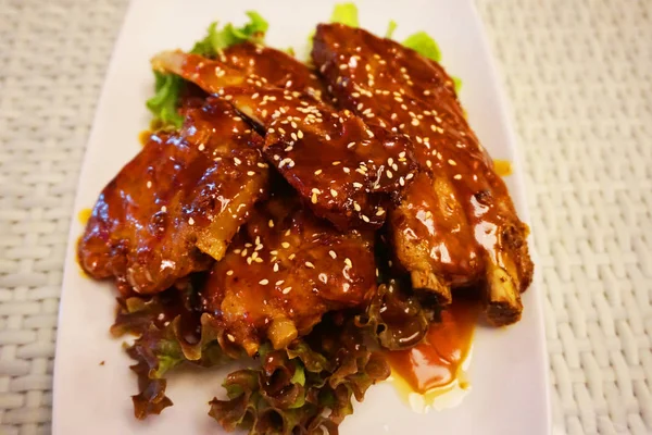 Delicious Barbecue Pork Rib Asian Cuisine — Stock Photo, Image