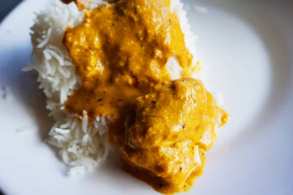 Utsökt Vacker Indisk Curry Ris — Stockfoto