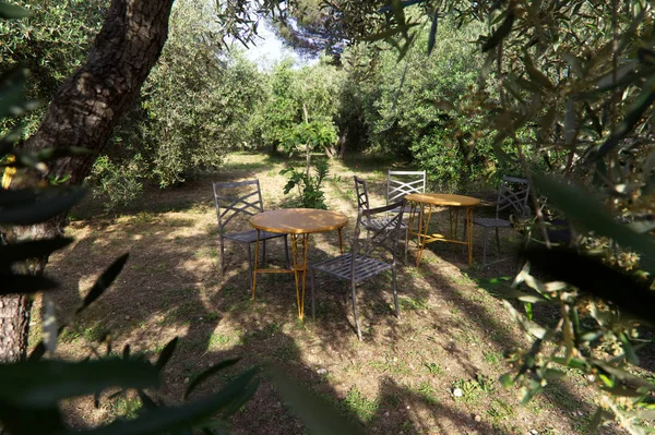 Tuinmeubelen Buiten Een Park — Stockfoto