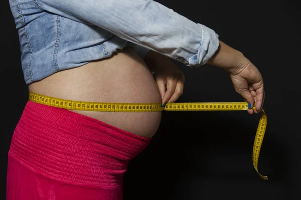 Abdominal Girth Measuring Tape Pregnancy — Stock Photo, Image