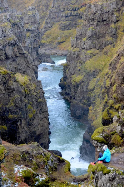 Каньйон Kolugljufur Водоспад Ісландія — стокове фото