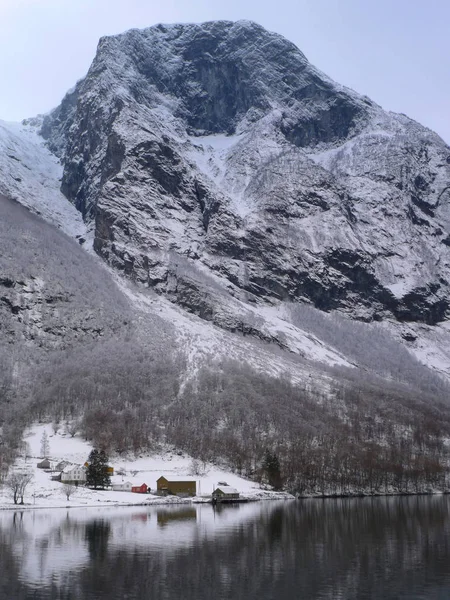 Winterlandschap Naeroyfjord Noorwegen — Stockfoto