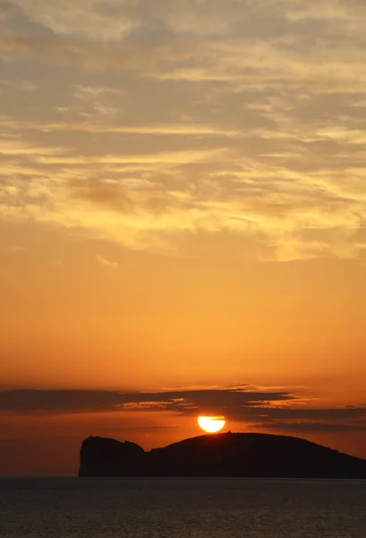 Západ Slunce Nad Capo Caccia Alghero Sardinie Italsky — Stock fotografie