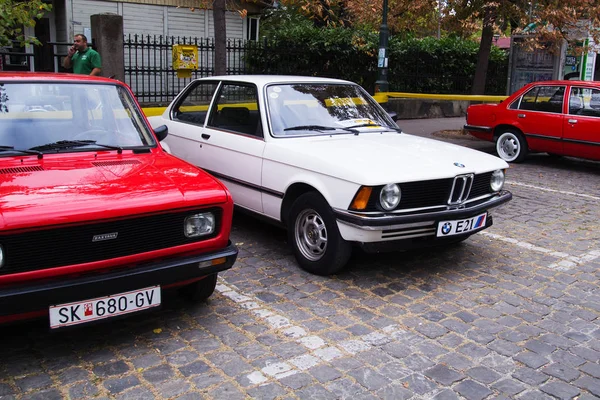 Skopje Macedónia Szeptember 2018 Retro Autó Motorkerékpár Kiállítás Vintage Auto — Stock Fotó