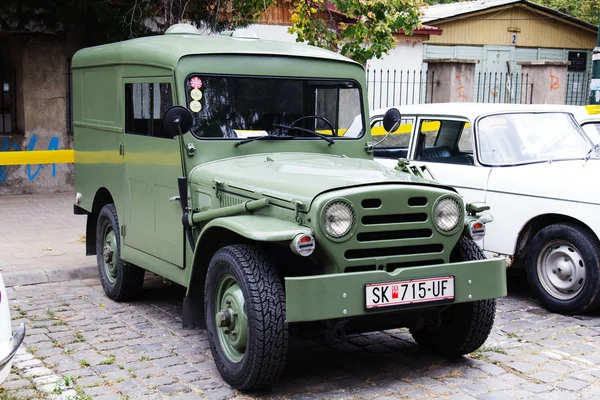 Skopje Makedonie Září 2018 Retro Auta Motorky Výstavu Retro Auto — Stock fotografie