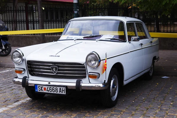 Skopje Makedonien September 2018 Retro Autos Und Motorräder Auf Der — Stockfoto