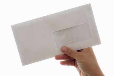 Beyaz izole mektup geçen el