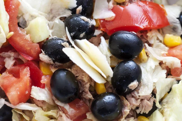 Frischer Salat Mit Thunfisch Und Oliven — Stockfoto
