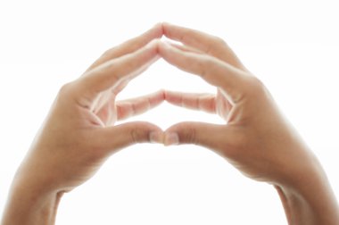 Beyaz arka plan üzerinde el hareketleri