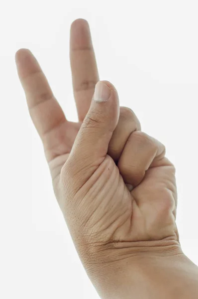 Mannelijke Handen Borden Witte Achtergrond — Stockfoto