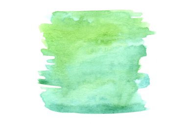 Beyaz kağıt üzerinde sanatsal renkli soyut resimlerle suluboya resimler. Suluboya kavramı.