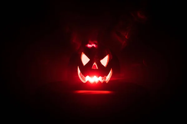 Red Smoking Halloween Pumpin Smile — Stock Photo, Image