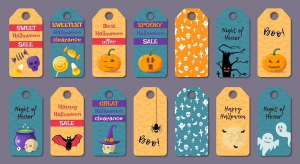 Set Cartoon Halloween Templates Vector Illustration — Stock Vector