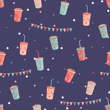 Mısır ve muzlu süt Dikişsiz desen açılır. Vektör çizim.