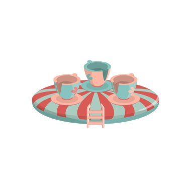 Bardak sallanan ile çizgi film eğlence. Vektör çizim.