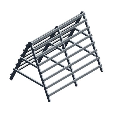 Kiriş çapraz izometrik ahşap duvar ile. Engel simgesi. Aşırı yaz sporu. İzole vektör çizim